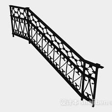黑色铁艺楼梯栏杆3d模型下载