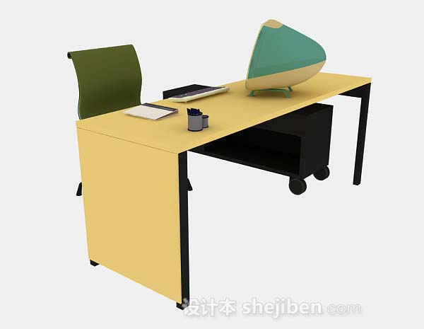 现代风格简单办公桌椅组合3d模型下载