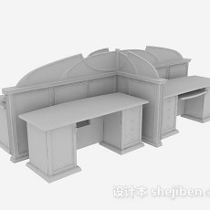 灰色木质办公桌3d模型下载