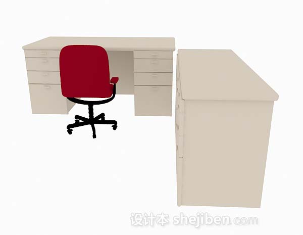 设计本办公桌椅组合3d模型下载