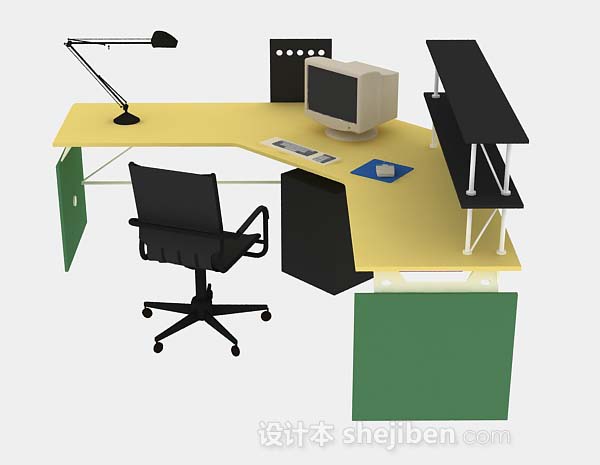 设计本现代办公桌椅3d模型下载