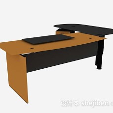 黄棕色办公桌3d模型下载