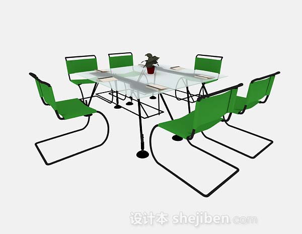 绿色简约会议桌椅
