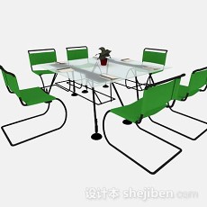 绿色简约会议桌椅3d模型下载