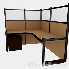 棕色木质办公桌3d模型下载
