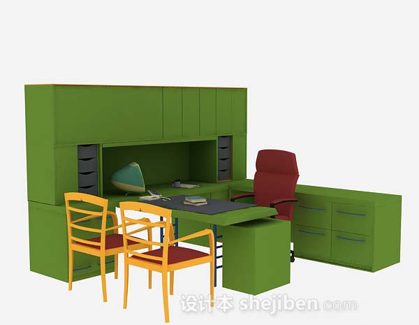 绿色办公桌椅组合