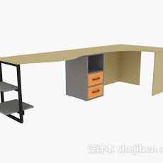 简约木质办公桌3d模型下载