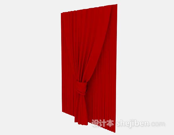 设计本红色窗帘3d模型下载