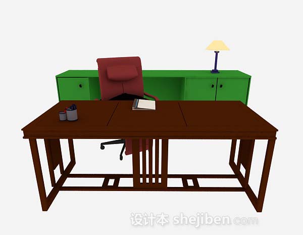 新中式书桌3d模型下载