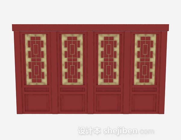 中式红色木质门