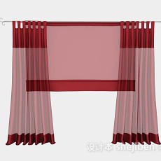红色窗帘3d模型下载