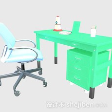 绿色书桌椅3d模型下载
