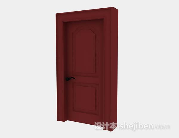 现代风格红色木质家居门3d模型下载