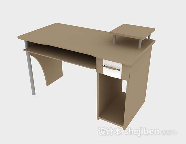 免费棕色木质办公桌3d模型下载