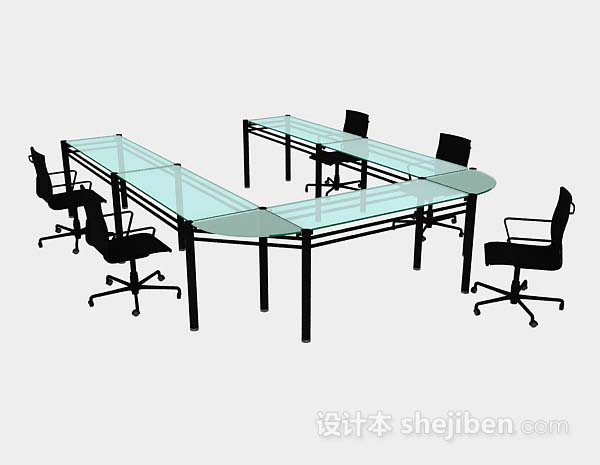 免费简约会议桌椅3d模型下载