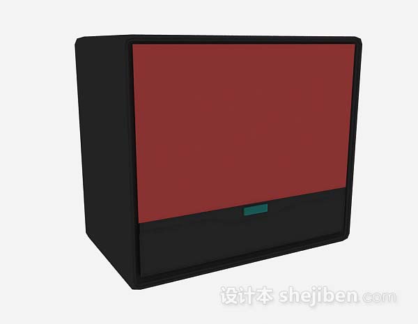 红色电视机3d模型下载