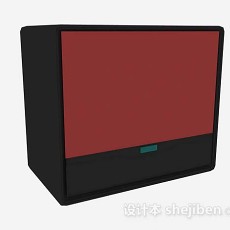 红色电视机3d模型下载