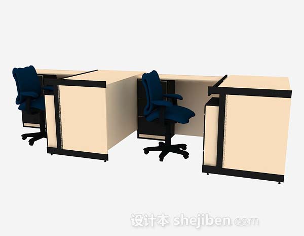 现代风格黄色办公桌椅3d模型下载