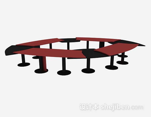 免费红色会议桌3d模型下载