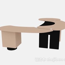 棕色办公桌3d模型下载