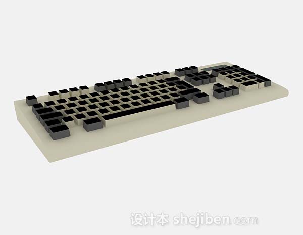 免费棕色电脑键盘3d模型下载