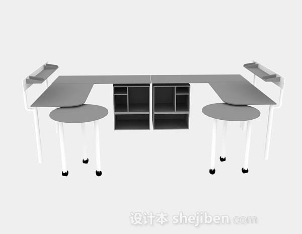 灰色简约办公桌3d模型下载