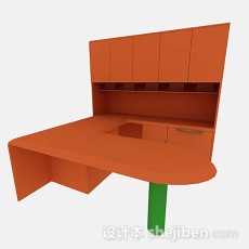 橙色办公桌3d模型下载