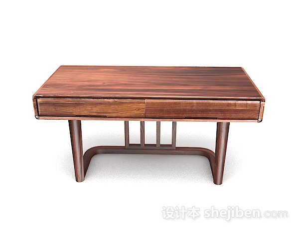 中式风格棕色木质书桌3d模型下载
