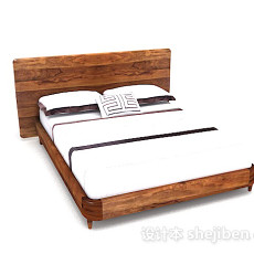 木质简约白色双人床3d模型下载