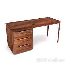 木质棕色简单书桌3d模型下载