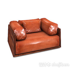美式棕色单人沙发3d模型下载