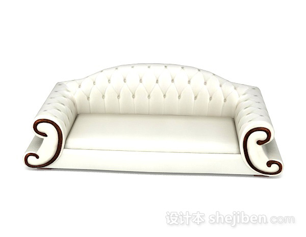 欧式风格欧式白色双人沙发3d模型下载