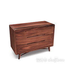 木质简约棕色床头柜3d模型下载