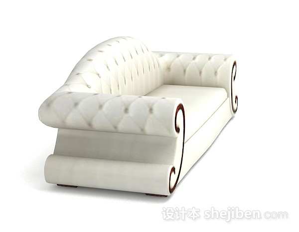 设计本欧式白色双人沙发3d模型下载