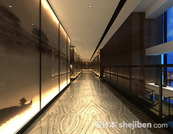 现代走廊3d模型下载