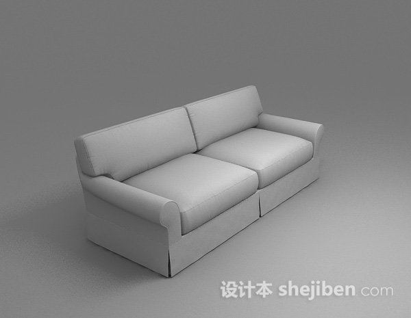 免费灰色简约双人沙发3d模型下载