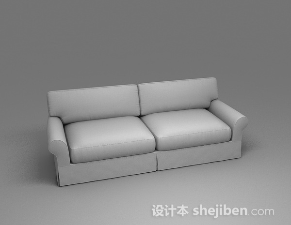 灰色简约双人沙发3d模型下载
