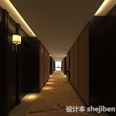 中式酒店走廊3d模型下载