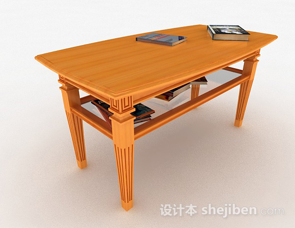 黄色木质书桌3d模型下载
