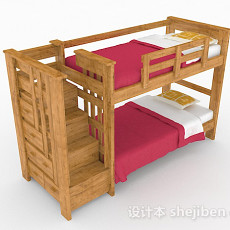 木质儿童床上下铺3d模型下载