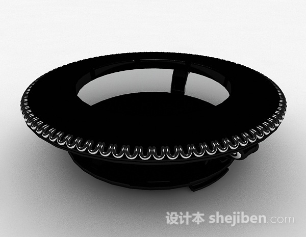 现代风格黑色圆形茶几3d模型下载
