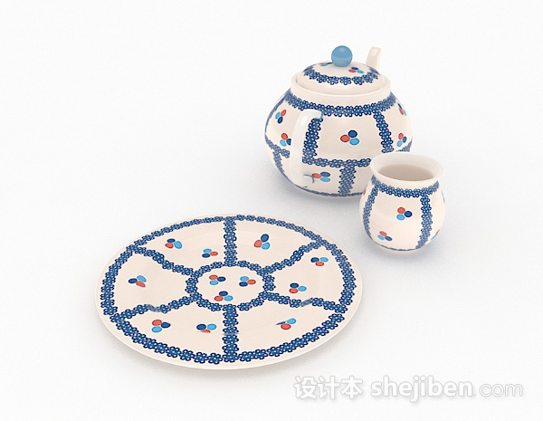 免费家居陶瓷茶具3d模型下载