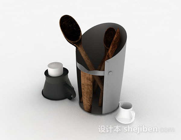 现代风格简易厨房用具收纳桶3d模型下载