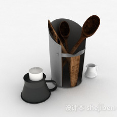 简易厨房用具收纳桶3d模型下载