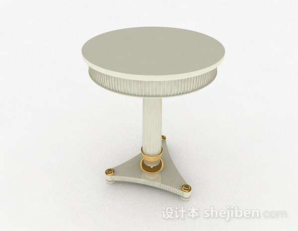 白色圆形小餐桌3d模型下载