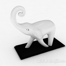 白色大象摆设品3d模型下载