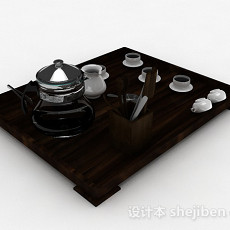 中式茶具3d模型下载