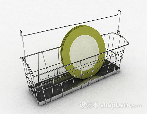 简约不锈钢厨房晾碗架3d模型下载