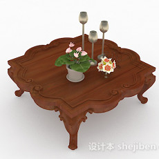 中式木质茶几3d模型下载