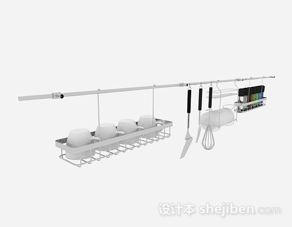 设计本金属厨房厨具悬挂架组合3d模型下载